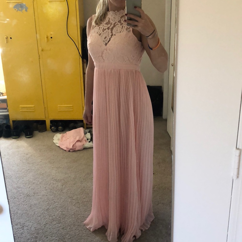 Light Pink Lace Bridesmaid Dress